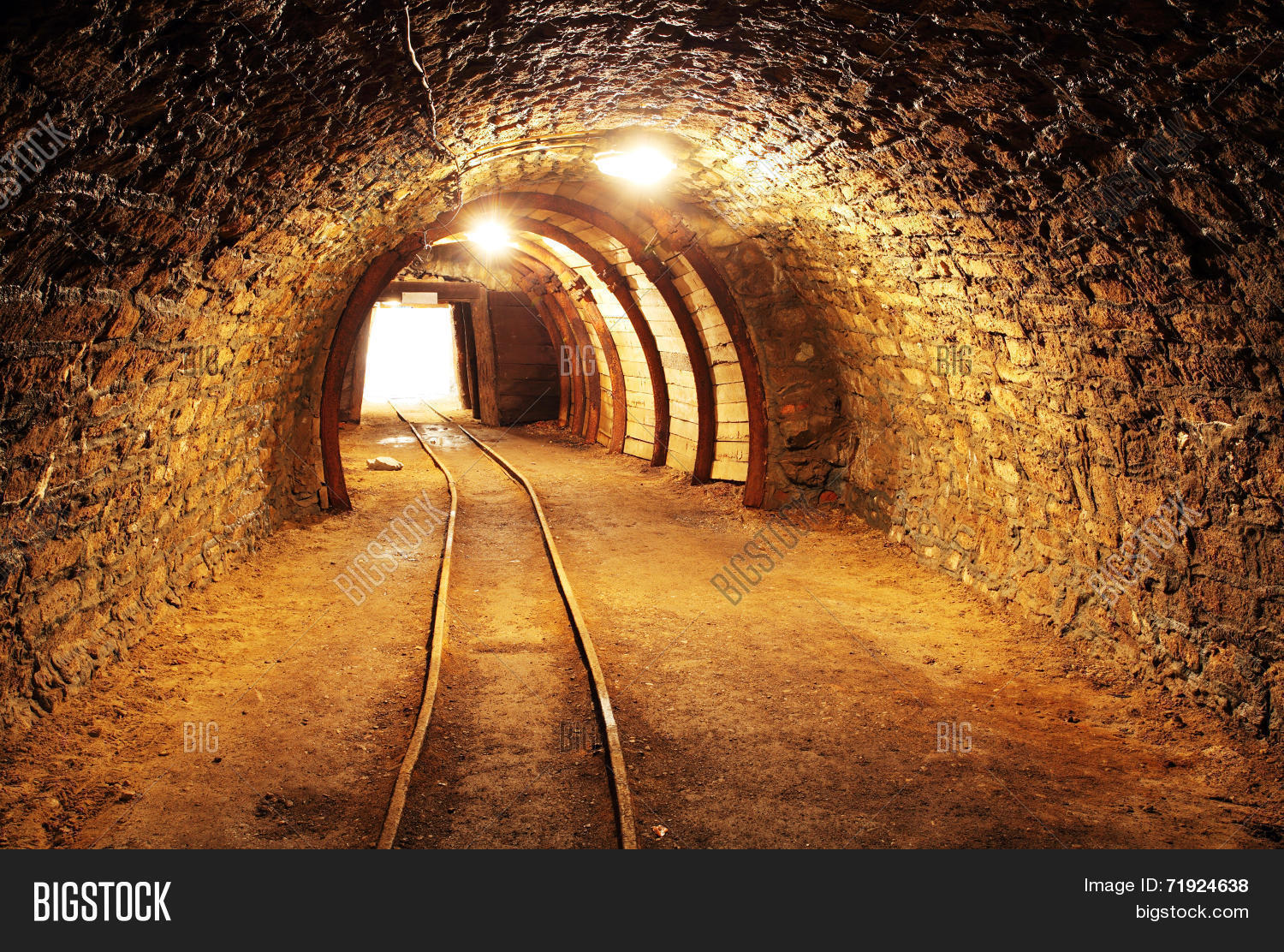 underground mine tunnel mining industry with light