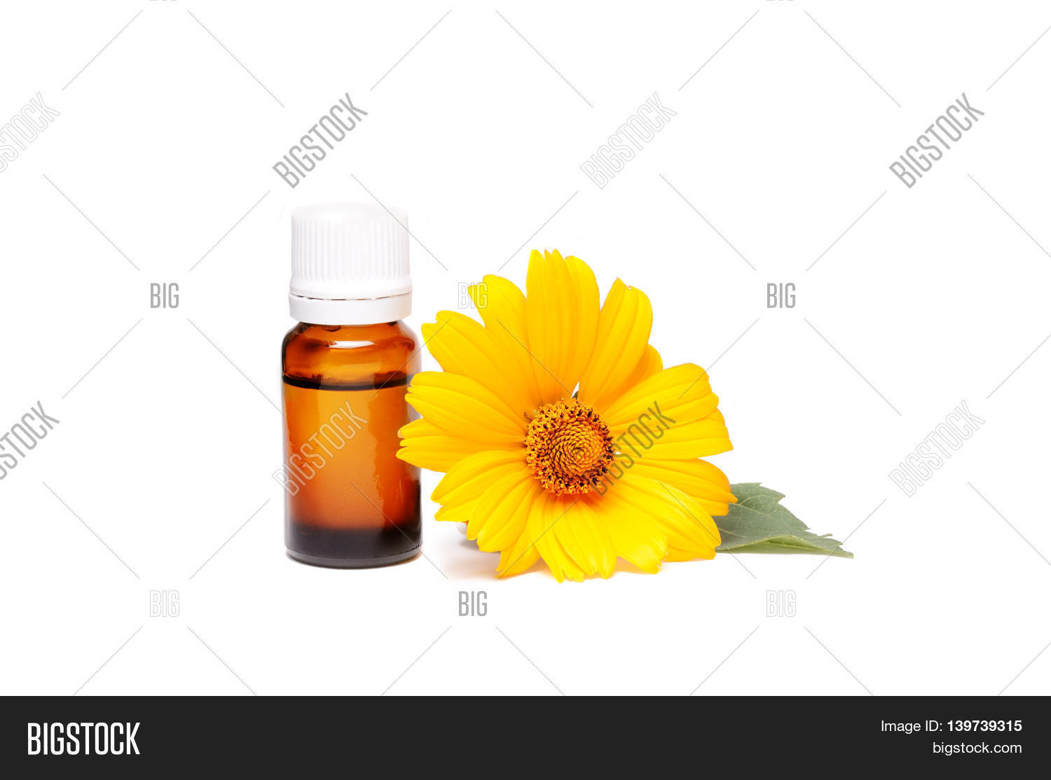 dark cosmetic bottle of aromatic oil for herbal medicine with