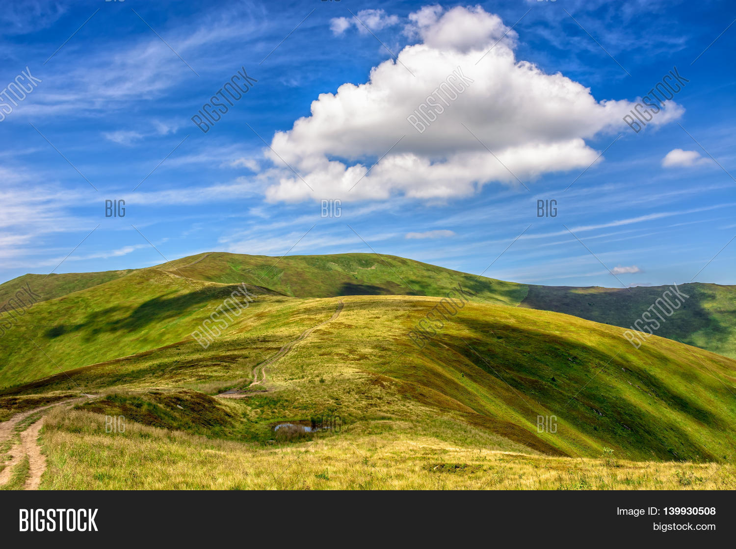 travers path through hill side to the mountain top
