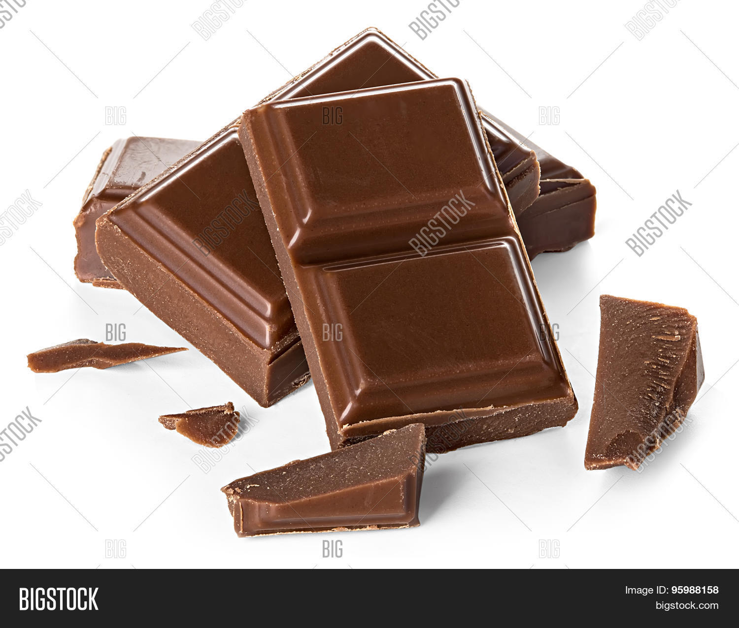 chocolate bars close-up isolated on a white background