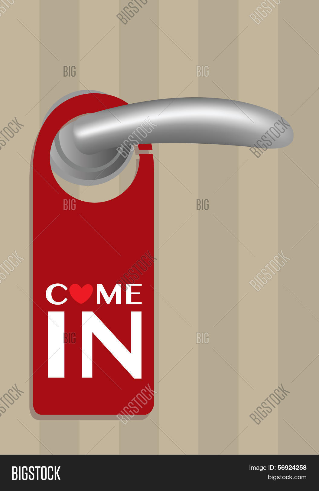 door hanger with love message on the door handle.