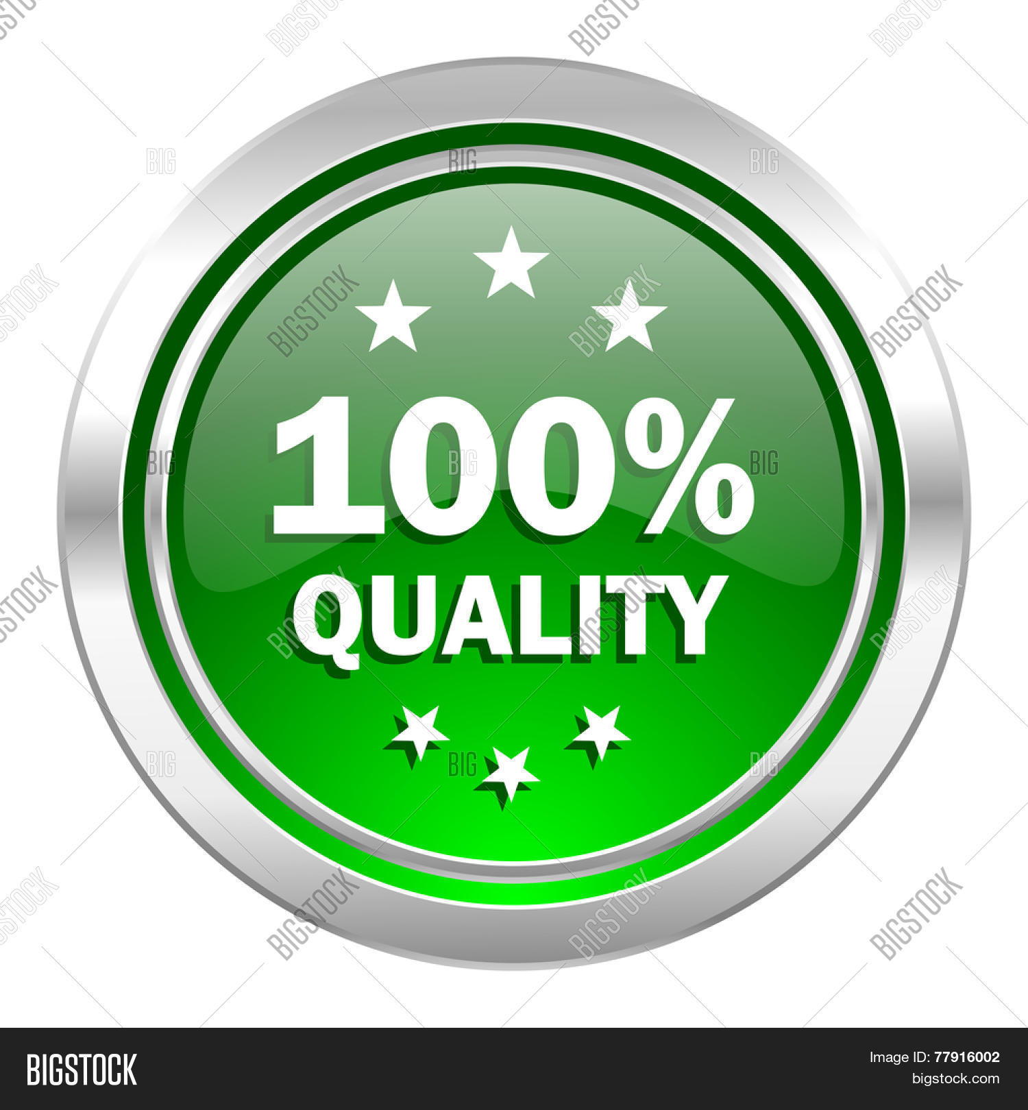 quality icon, green button