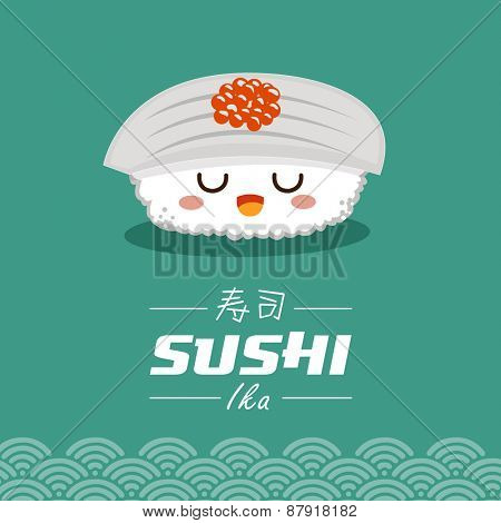 vector sushi cartoon character illustration.